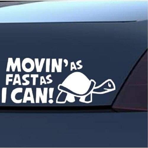 1Pcs Funny Car Reflective Decal Car Stickers Car Styling "Moving As Fast as I Can" Turtle Slow Funny Car Vinyl Decal Sticker