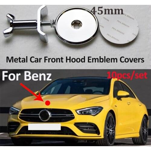 10pcs 45MM Auto Head Bonnet Label Cover Car Front Hood Emblem Cap Covers for Mercedes Benz W124 W201 W202 W212 W220 W205