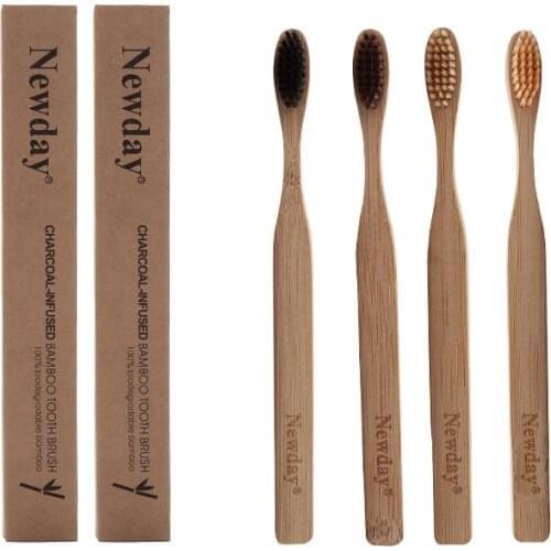 10pcs Eco Friendly Bamboo Toothbrush Wooden Tooth Brush Soft Bristle Tip Charcoal for Adults Oral Care Travel Toothbrush 4Colors