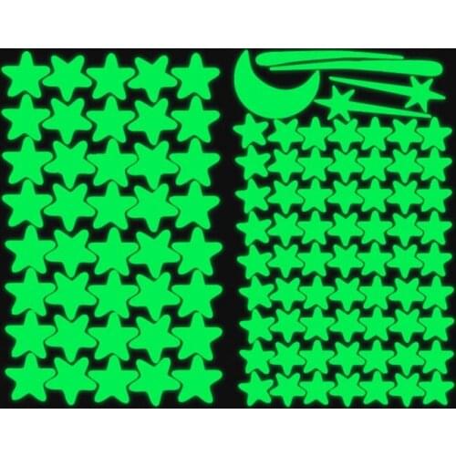 100pcs Luminous Wall Stickers Glow In The Dark Stars Sticker Decals for Kids Baby rooms Colorful Fluorescent Stickers Home decor