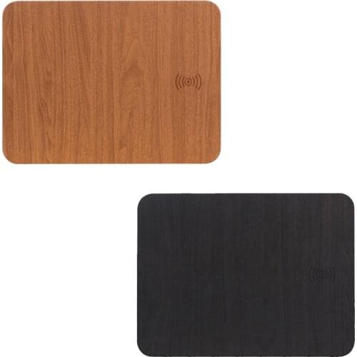 2 in 1 Bamboo Wood Wireless Charging Mouse Pad 10W for iPhone Fast Charge Ultra Thin Qi Charger