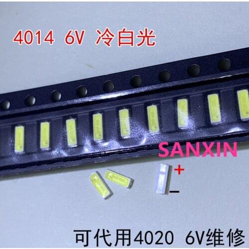200PCS/Lot 4014 4020 CHIP-2 SMD LED Beads Cold white 1W 6V 150mA For TV/LCD Backlight