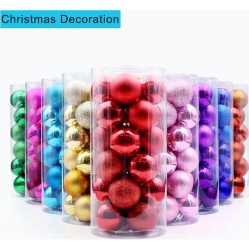 24pcs/pack mixed colors VC 30/40mm Christmas Decoration Hanging Ornament Ball For Xmas Tree wedding birthday party home decor