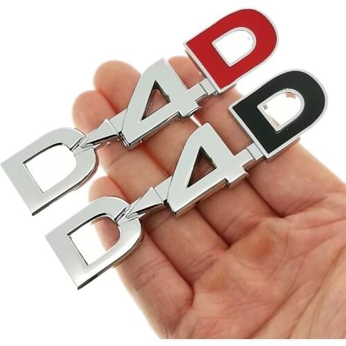 3D Zinc Alloy Metal D4D Glossy Chrome Emblem Badge Decals Car Sticker for Camry Highlander Yaris Corolla avensis hilux