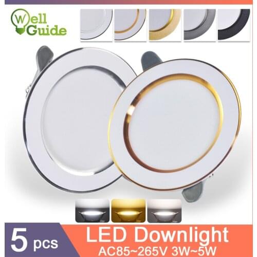 5Pcs Downlight 3W 5W 3000k 4000k 6500k led Downlight AC 220V-240V led Downlight Kitchen living room Indoor recessed downlight