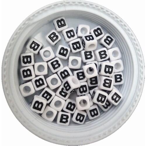Free Shipping 1800PCS/Lot 7*7MM Cube Single Letter B Beads Square Acrylic Alphabet Beads Plastic DIY Name Jewelry Bracelet Beads