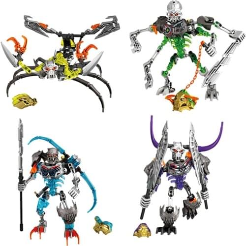 BIONICLE Skull Warrior Slicer Basher Scorpio Action Figures Building Block Toys Set For Kid Gift Compatible Major Brand 4pcs/Set