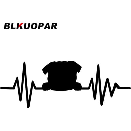 BLKUOPAR for Dog Heartbeat Line With Pug Car Stickers Sunscreen Creative Decals Funny Die Cut Caravan Surfboard Decor Car Goods