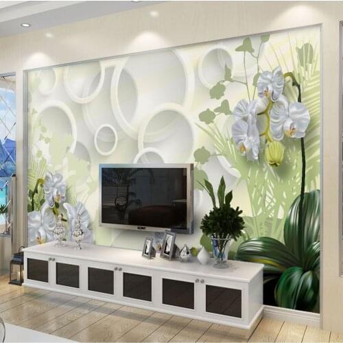 Large Mural White Circle Kaffir Lily Flower Wallpaper Mural 3d Photo Mural for TV Background 3d Wall Murals 3D Flower Wall paper