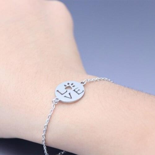 Friendship Bracelets-New Love Cat Paw Stainless Steel Custom Adjustable Bracelet Fashion Jewelry Musician Womens Accessories