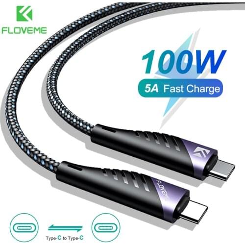 FLOVEME USB C Cable 100W PD Type c to C Charger Cable for Samsung Galaxy S21 S20 5A Fast Charge for Xiaomi 10S Redmi Note10 Pro