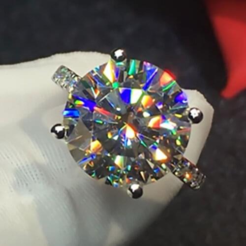 18K Au750 White Gold Women Ring Moissanite Diamonds 6 7 8 9 10 Carat Round Elegant Wedding Party Engagement Anniversary Ring
