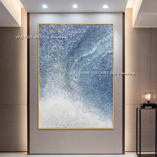 Hot Selling Handmade Abstract blue starry sky Canvas Painting Nordic Modern Canvas Art for Living Room Fashion Wall Art Picture