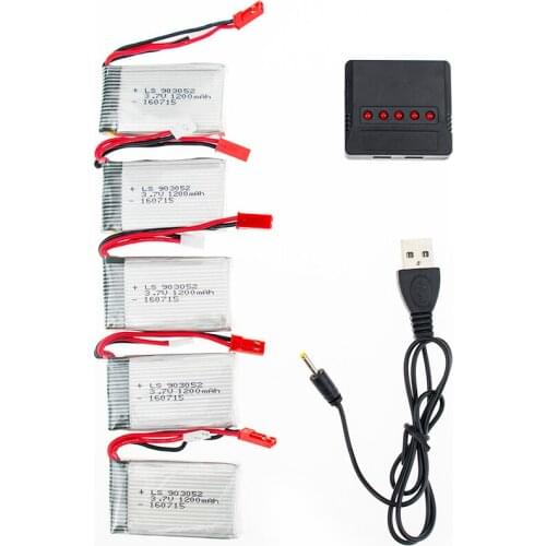 Syma X5SW X5SC 5Pcs/lot 3.7V 1200mAh Lipo Battery With 5 in 1 Charger For X5SC-1 RC Quadcopter RC Drone