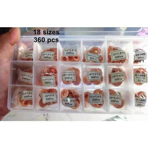 360pcs diesel common rail injector copper washer, injector nozzle adjusting gasket seal ring for all injectors