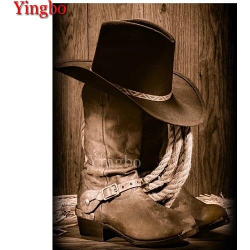 Full Square Drill Diamond Painting Cowboy Hat Shoes Cross Stitch Kits 5D Diamond Embroidery Mosaic Hobbies And Crafts Home Decor