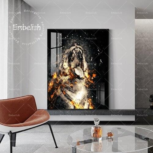 1 Pieces Black And White Angry Tiger Shouting Animals Wall Art Picture For Living Room Modern Home Decor Posters Canvas Painting