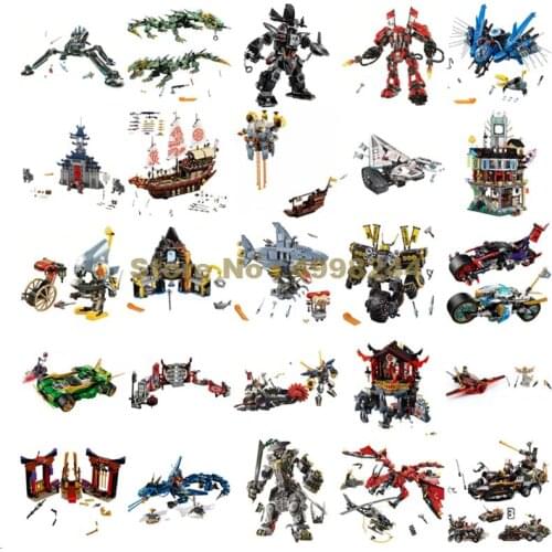 Ninja Shark Mech Robot Spinjitzu Dragon Fighter Jet Temple Motorcycle Unicycle Ship Submarine Tank Car Titan Dock Toy