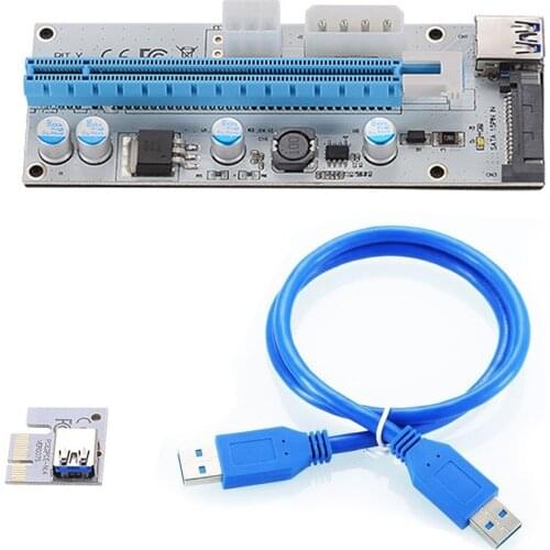 10pcs VER008S 3 in 1 Molex 4Pin SATA 6PIN PCIE PCI-E PCI Express Riser Card 1x to 16x USB 3.0 Cable For Mining BTC Miner