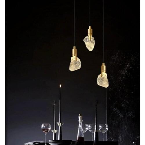 Postmodern light luxury restaurant small chandelier dining room lamp bedroom bedside creative personality natural crystal stone