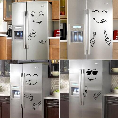 Limit 100 New Cute Sticker Fridge Happy Delicious Face Kitchen Fridge Wall Sticker Art