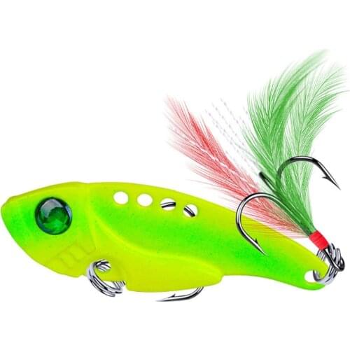 1pcs Metal VIB 11g/5.5cm Fishing Lure Vibration Spoon Hard Baits with Feather Crankbait Wobbler Swimbait Cicada VIB Tackle