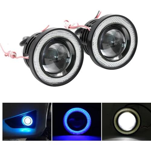 2Pcs 2.5" 3" 3.5" Angel Eyes Fog Lamp 64MM 76MM 89MM 12V Universal Auto Car Projector COB LED Driving Light