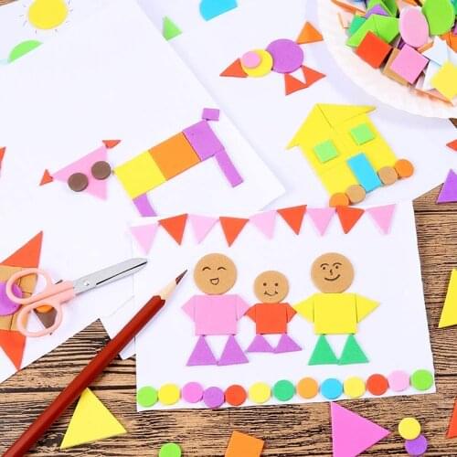 Figure Foam EVA Stickers 400 Pieces Geometry Puzzle Self-Adhesive Children Kids Early Education DIY Toys kindergarten Crafts Art