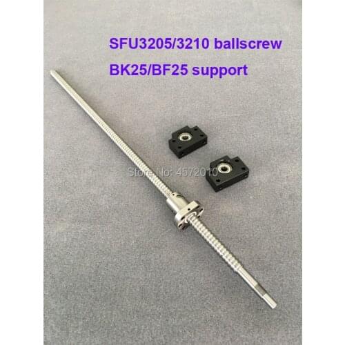 SFU3205 SFU3210 Ballscrew 650 700 750 800 850 900 1000 mm with end machined+ 3205 Ballnut + BK/BF25 End support for cnc parts
