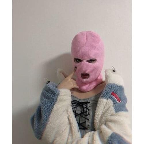 Unisex Full Face Cover Mask Hat 3 Holes Balaclava Army Tactical CS Winter Hats Ski Cycling Knit Beanies Warm Caps Party Cosplay