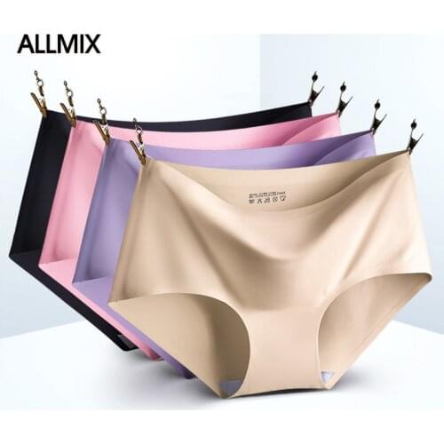 ALLMIX Sexy Womens Cotton Panties Underwear Seamless Briefs Solid Comfort Underpants Low Waist Panty Soft Lady Lingerie Tangas