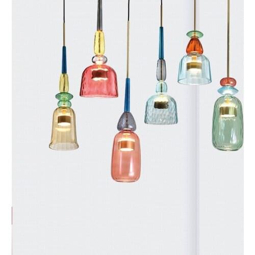 Modern Glass LED Pendant Lights Macaron Pendant Lamp Cafe Bar Bedroom Living Room Kitchen Hanging lamp Home Decor light fxitures