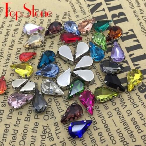 TopStone 8x13mm 6x10mm 5x8mm Sew On Teardrop Crystal Fancy Stone in Claw Setting Droplet Sewing Glass Crystals Beads