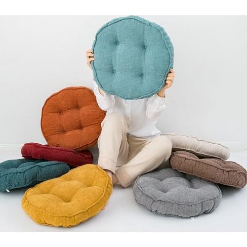 Thickened Velvet Round Chair Cushion Futon Tatami Floor Mattress Round Decorative Sofa Cushion 45x45cm