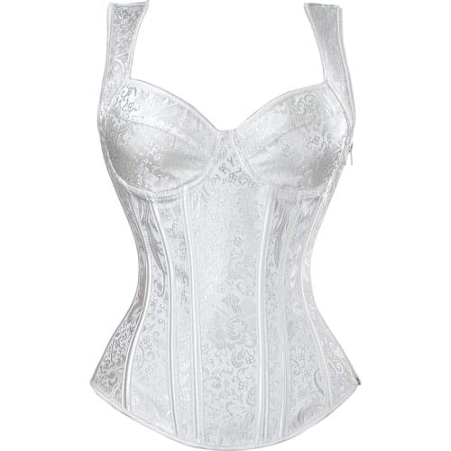 Vintage White Corsets and Bustiers Sleeveless Lace Up Bodice Korzet Gothic Clothes Party Waist Corset Top Sexy Victorian Corpete