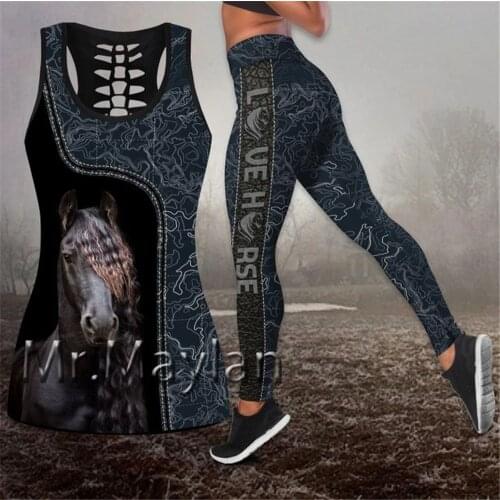 3D Digital Printed Love Horse Hollow Tanktop Women Sexy Vest Girls Fashion Tank tops Clothes ropa mujer Oversized Drop ship Q-47