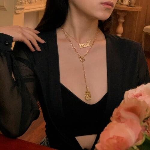 Vintage Angel/Rose Flower Pendant Necklace for Women Sexy Layered Long Chain Necklace Female Accessories 2021 Party Gift 2021