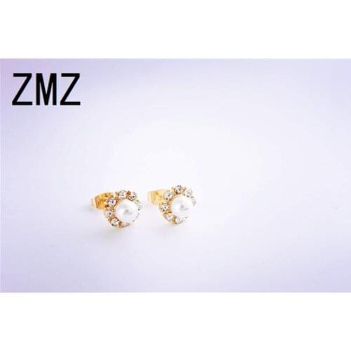ZMZ 2019 cute snow flake with pearl stud earring gold/silver plated with pearl & shinny stones fashion jewelry for women