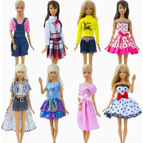 1 Set Fashion Handmade Dresses for Barbie Doll Clothes Daily Casual Party Wear Skirt Blouse Short Pants Accessories Kids Toy