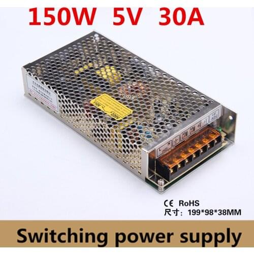 150W 5V 30A Switching Power Supply 110/220v AC to DC 5v power supply for LED Strip Light CCTV industrial equipment (s-150-5)