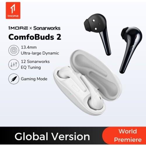 1MORE ComfoBuds 2 Bluetooth 5.2 True Wireless Headphones Tws 12 Sonarworks EQ 13.4mm Dyanmic Gaming Mode 24H Playtime Earphones