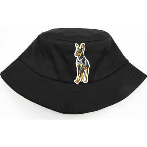 2021 Animal Embroidery Cotton Bucket Hat Fisherman Hat Outdoor Travel Hat Sun Cap Hats for Men and Women