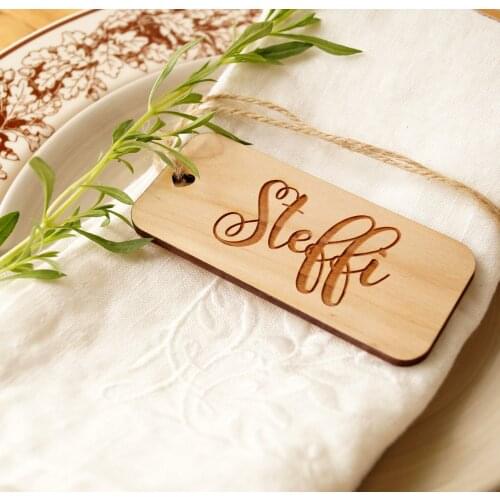 24pcs Personalized Engraved Guest Place Card / Baby Name Rectangle Tags For Wedding / Birthday Party / Baptism Gift Bags Favor