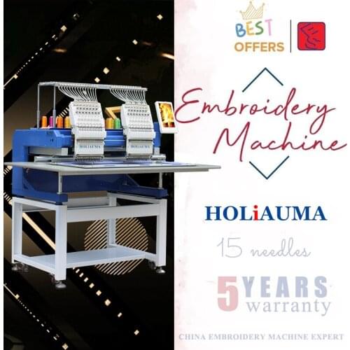 2019 Type newest 15 needle 2 heads for cap, t-shirt computerized double head embroidery machine market price in USA