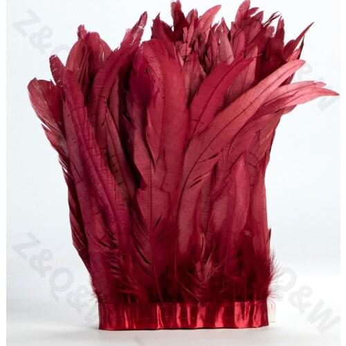 8-14 inch rooster tail dyed in wine red to make 2 meters of cloth edge DIY Latin shopping festival costume skirt decoration