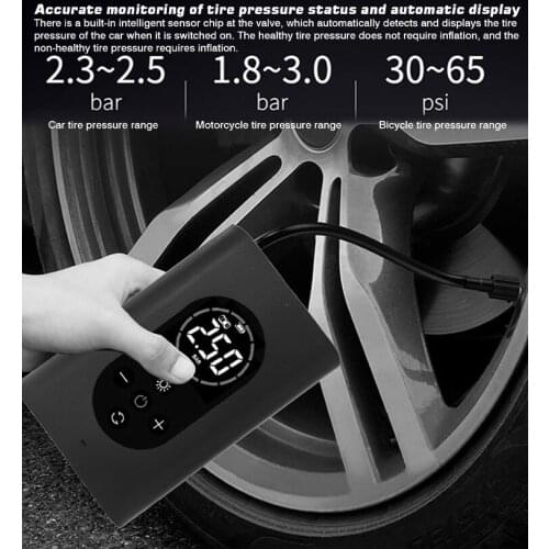 Car Air Pump Cordless Bike Electric Air Inflator Car Air Compressor Rechargeable Tire Pump Bicycle Tyre Inflatable&LCD Screen