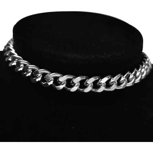 Fashion Stainless Steel Silver Color Chunky Cuban Link Chain Choker Necklace For Women Hip Hop Charm Necklace Collares Jewelry