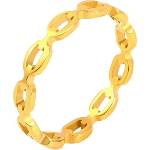 Pure Form Link Chain Ring Men Gold Color Ladies Rings For Women Fashion Jewelry Bague Femme Homme Ringen