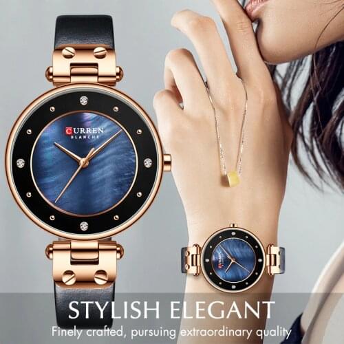 CURREN Women’s Watches Top Brand Luxury Leather Waterproof Wristwatch Women Blue Clock Fashion Quartz Ladies Watch Reloj Mujer