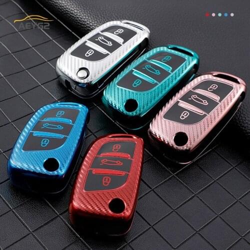 Carbon Fiber TPU Car Remote Key Cover Case Fob For Peugeot Citroen C1 C2 C3 C4 C5 DS3 DS4 DS5 DS6 Car Remote Key Protector Shell